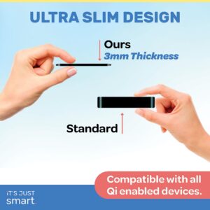 Ultra Slim Wireless Charging Pad for Phones by It’s Just Smart, Fast Charger for iPhone 15 14, Samsung S24 S23, Google Pixel 8 Pro, Android Phones, 15W Universal Qi Phone Charger