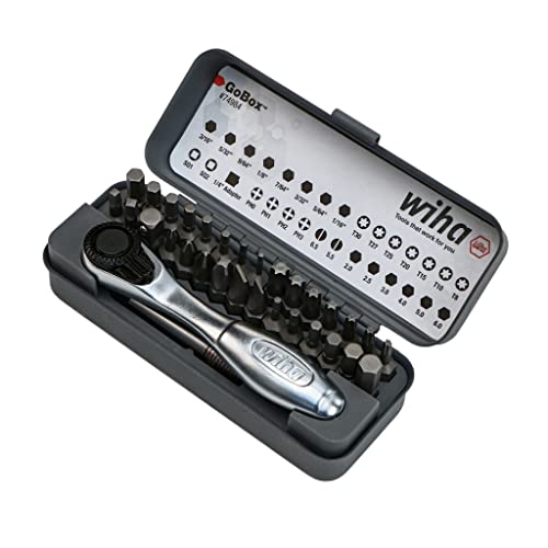 Wiha 74984 32 Piece GoBox Standard Bit Set with Mini Ratchet