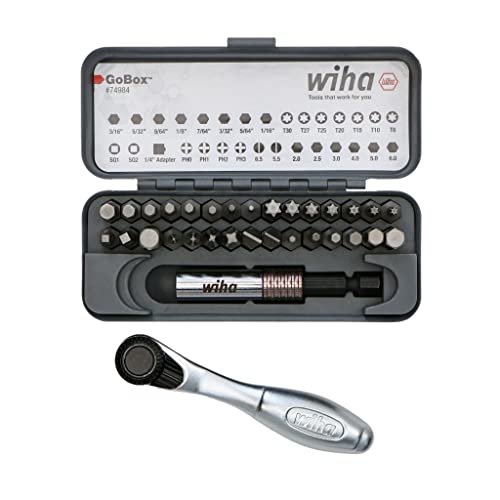 Wiha 74984 32 Piece GoBox Standard Bit Set with Mini Ratchet