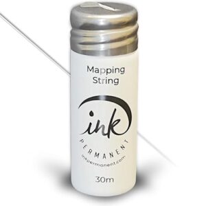 ink permanent white brow mapping string [100 ft bottles - 30 m] pre-inked mapping string for permanent makeup and microblading supplies | brow mapping kit | mapping string for brow mapping (white)