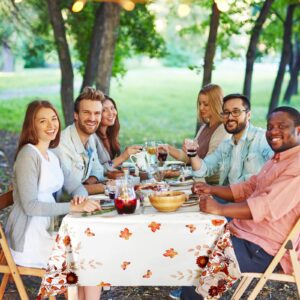 Newwiee 4 Pcs Thanksgiving Tablecloth Fall Pumpkin Plastic Tablecloths Maple Floral Fall Table Cloth Disposable Rectangle Fall Plastic Table Cover for Autumn Harvest Party, 54 x 108 Inch