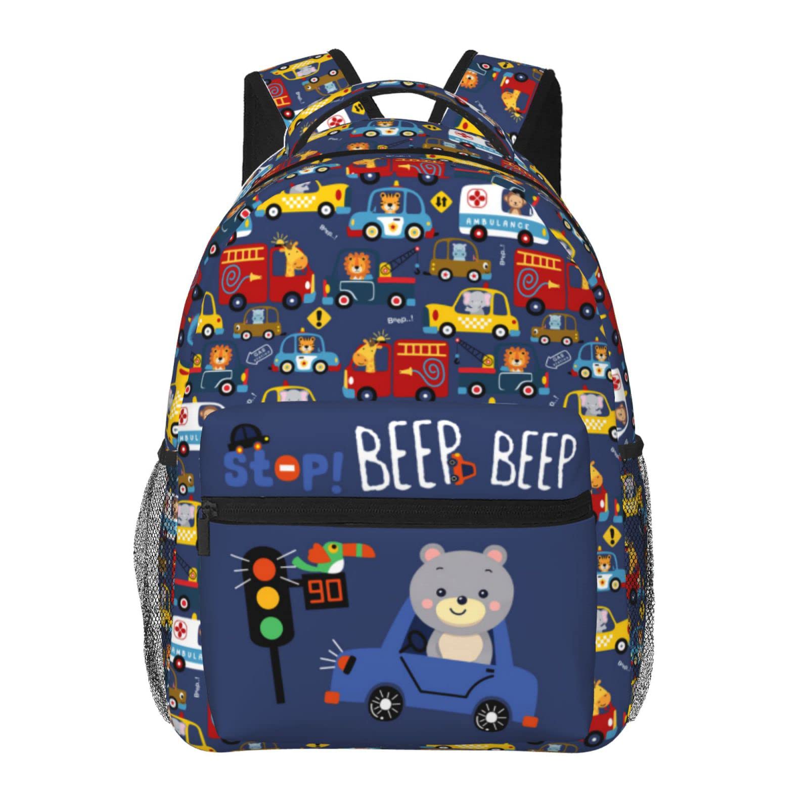 DAATUANG Cartoon Backpacks Car Backpack Zoo Animals Travel Backpack Blue Cute Backpack Durable Cars Back Pack Bear Back Packs Lion Simple Modern Bookbag Funny Backpack Trendy Bookbags Monkey Backpack