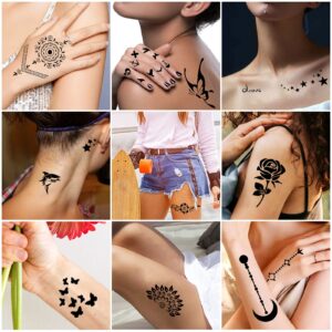 Sixberry 20 Sheets Temporary Tattoos Stencils for Kids, Glitter Henna Face Body Paint Stencil Kit, Girls Flowers Mermaid Boys Dragon Airbrush Art Tattoo for Birthday Halloween Christmas Party Favors