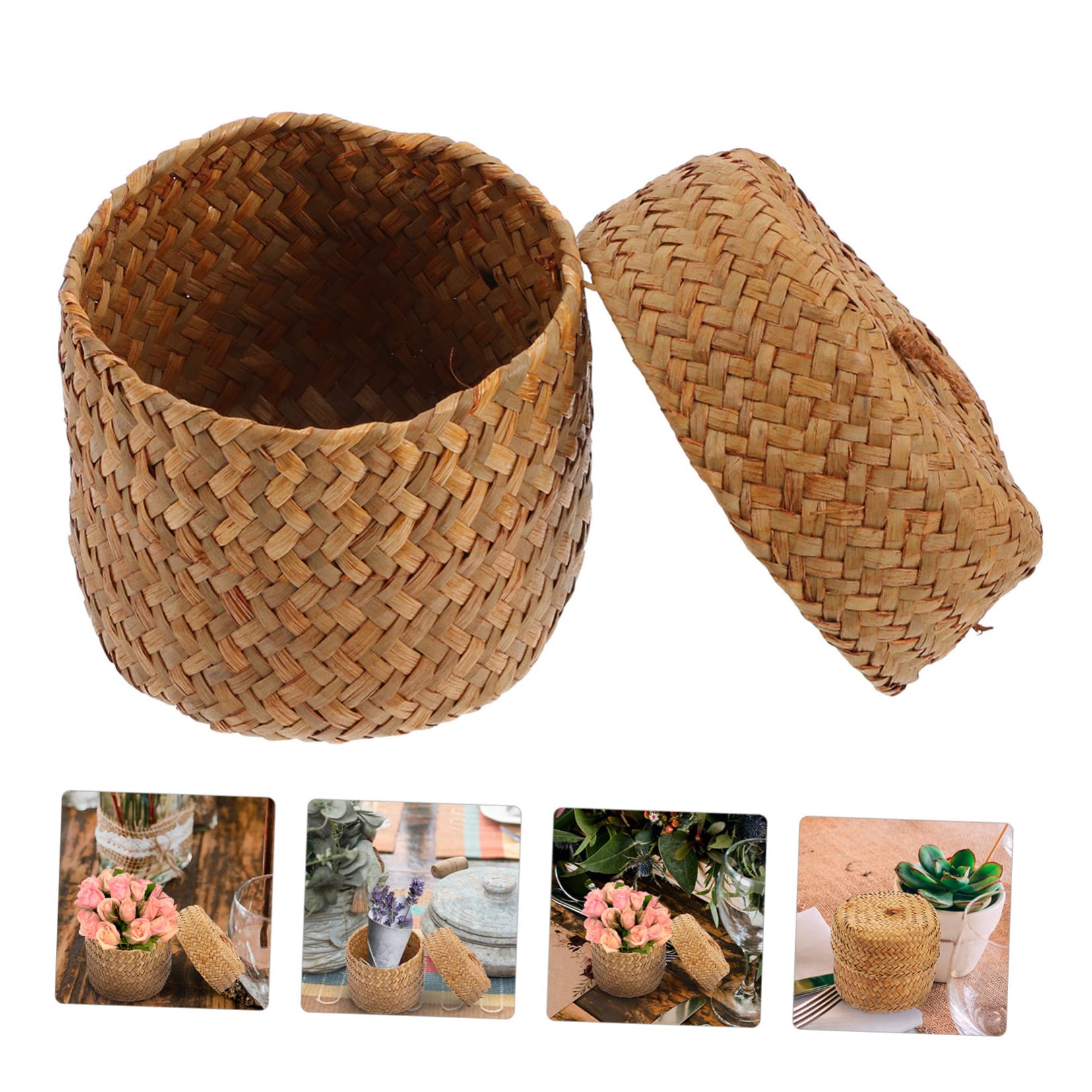 Cabilock Flower Basket Camping Storage Containers Storage Baskets Storage Bins for Pantry Baskets for Storage Woven Storage Seagrass Belly Basket Gift Packing Baskets Gift Box Egg