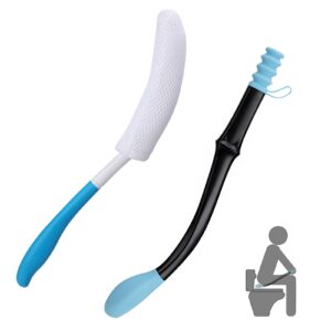 quuren toilet aids for wiping, 15" long reach butt wiper bath brush set comfort bottom buddy wiping aid self wipe bathroom tools for disabled, elderly, pregnant and physically challenged 2pcs
