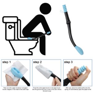 QUUREN Toilet Aids for Wiping, 15" Long Reach Butt Wiper Bath Brush Set Comfort Bottom Buddy Wiping Aid Self Wipe Bathroom Tools for Disabled, Elderly, Pregnant and Physically Challenged 2Pcs