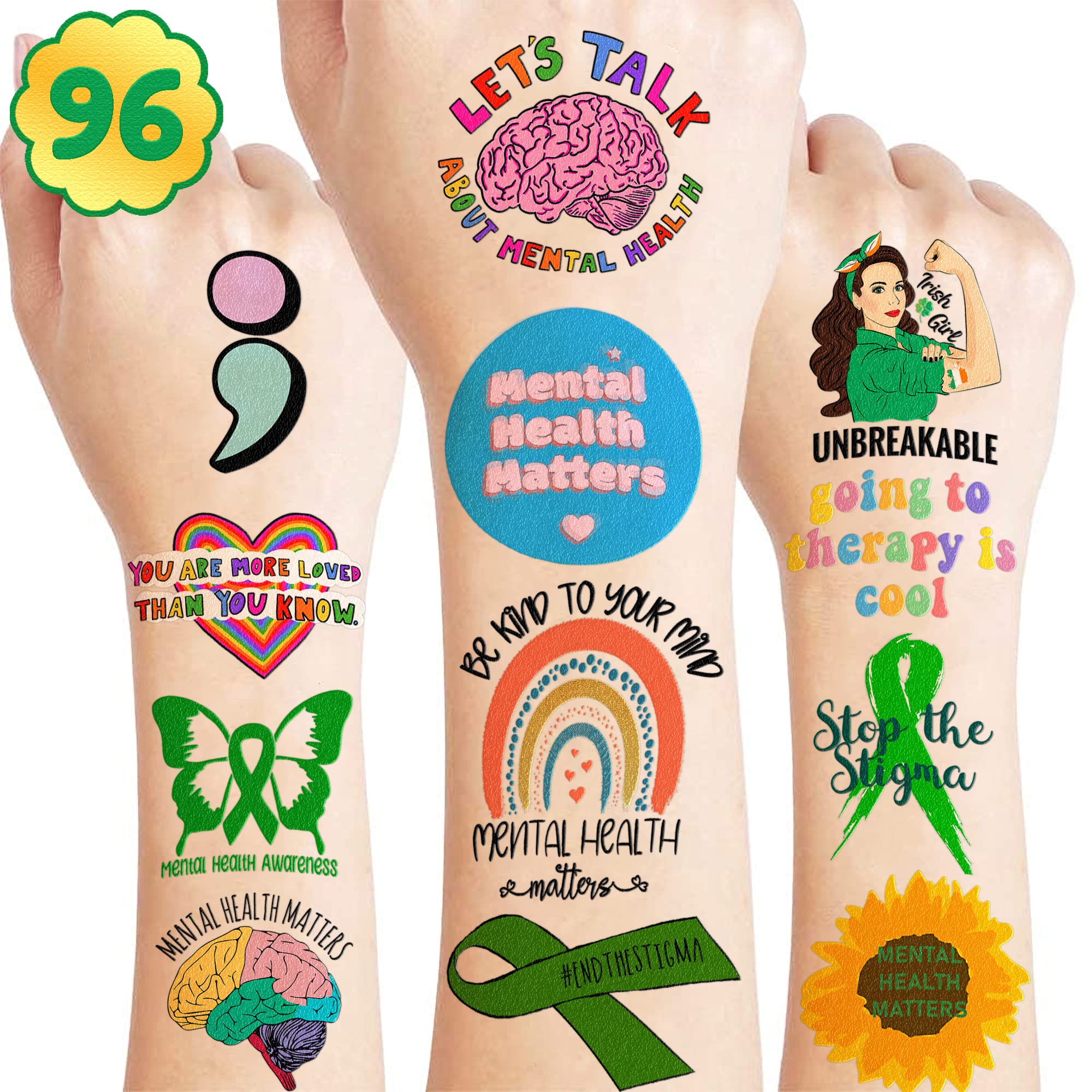 Health Stickers Items Temporary Tattoos Decor Birthday Party Decorations Supplies Favors Wellness Therapist Inspirational Tattoo Sticker 96 PCS Wellness Therapist Gifts for Women Men Kids Rewards