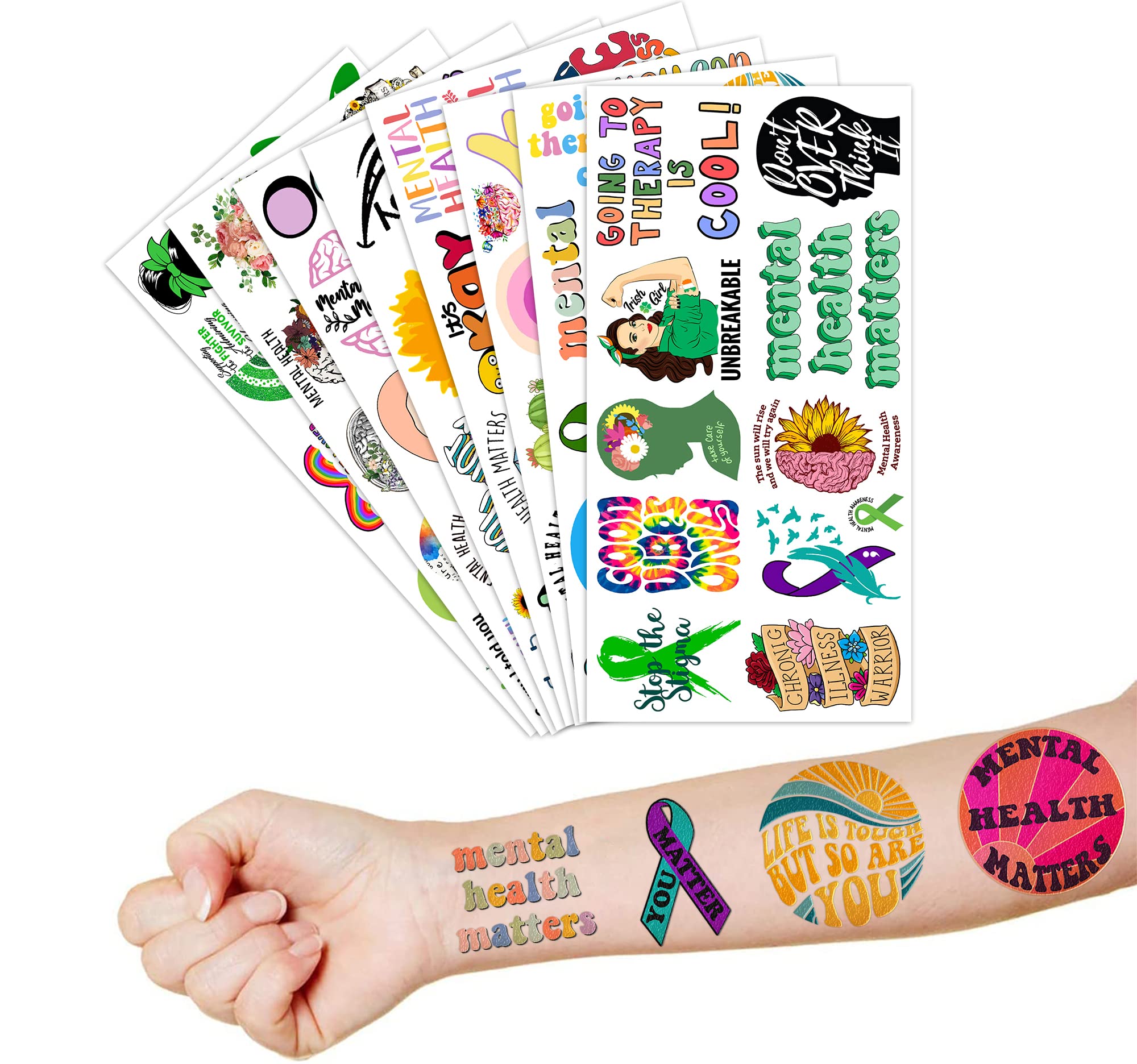 Health Stickers Items Temporary Tattoos Decor Birthday Party Decorations Supplies Favors Wellness Therapist Inspirational Tattoo Sticker 96 PCS Wellness Therapist Gifts for Women Men Kids Rewards