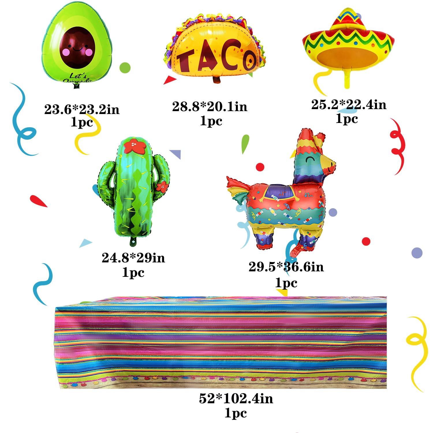 Fiesta Party Decorations Mexican Themed Party Supplies Balloons Garland Arch Kit Happy Birthday Backdrop Tablecloth Cinco De Mayo Taco Cactus Avocado Llama Sombrero Mexican Theme Fiesta Party Decor