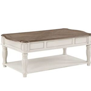 Acme Florian Wooden Coffee Table with Lift Top in Oak and Antique White