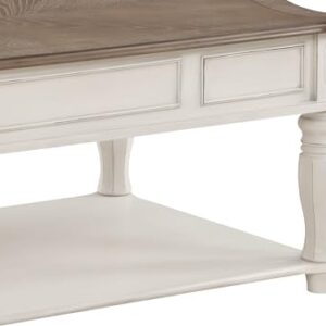 Acme Florian Wooden Coffee Table with Lift Top in Oak and Antique White