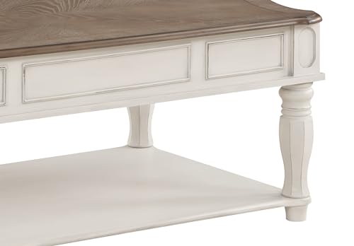 Acme Florian Wooden Coffee Table with Lift Top in Oak and Antique White