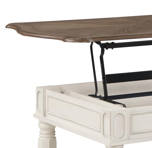 Acme Florian Wooden Coffee Table with Lift Top in Oak and Antique White