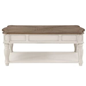 Acme Florian Wooden Coffee Table with Lift Top in Oak and Antique White