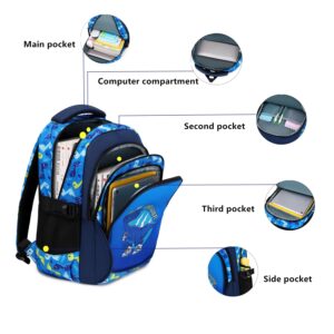 Lmwzh Backpack For Boys Kindergarten Preschool Elementary School Bags Kids Bookbag Waterproof Durable Blue（2023 Model）