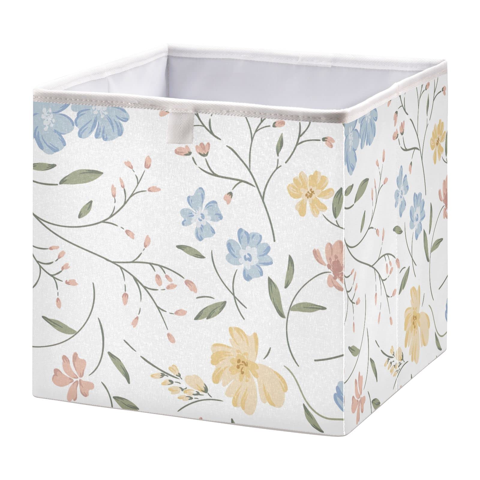 Joisal Floral Pattern Storage Baskets, Foldable Cube Storage Bins with Full Print Design for Home Organization, Cloth Storage Bin