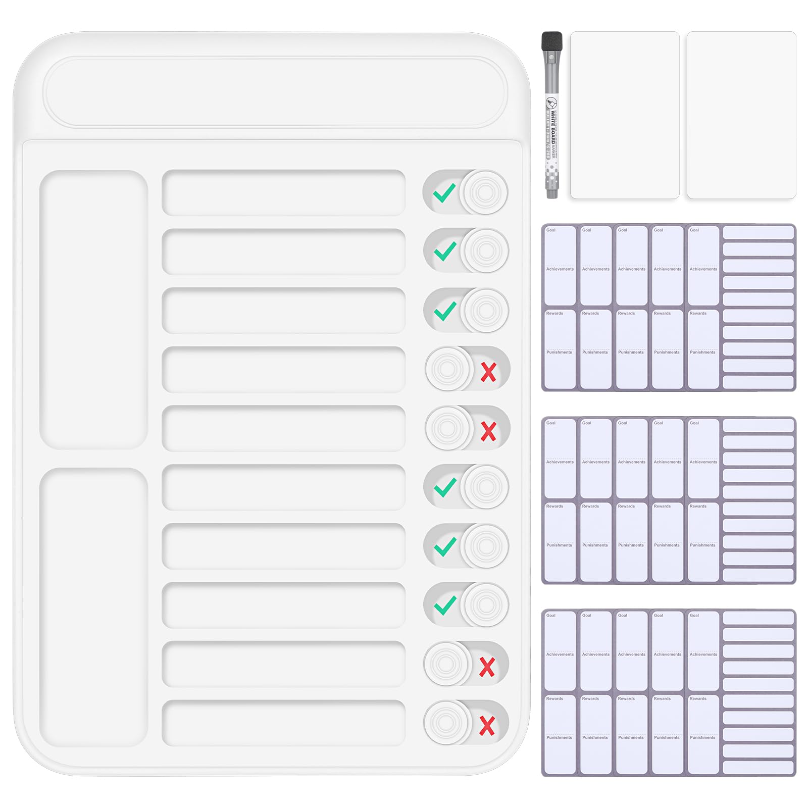 Dry Erase Chore Chart for Kids to Do List Magnetic Checklist Board Reusable RV Daily Routine Schedule Planning Boards with Blank Checklist Cardstock for Habit Tracker or Daily and Weekly Planner