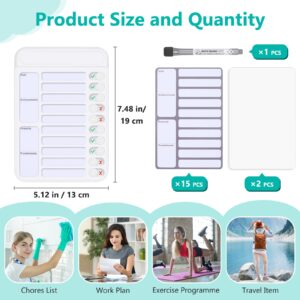 Dry Erase Chore Chart for Kids to Do List Magnetic Checklist Board Reusable RV Daily Routine Schedule Planning Boards with Blank Checklist Cardstock for Habit Tracker or Daily and Weekly Planner