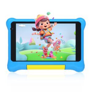 rowt kids tablet, 7-inch tablet for kids, 2gb+32gb android 11 kids tablets with case, wifi, parental control mode, dual camera, google services, 1-year warranty (blue)