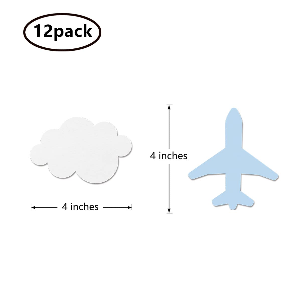 Airplane Cloud Cut-outs, 12-Pack Table Topper Double-sided Plane Birthday Party Decorations