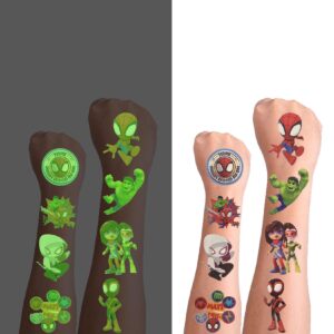temporary tattoos for kids, 180 pcs luminous tattoos temporary for boys kids, glow in the dark tattoos stickers for birthday party supplies favors, anime favors decorations - 8 sheets