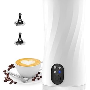 Milk Frother Electric, Symdral 4-in-1 Milk Frother and Steamer, Coffee Frother, Warm and Cold Milk Foamer, Milk Heater, with Auto Shut-Off, Silent Operation, for Latte, Cappuccino, Macchiato (White)