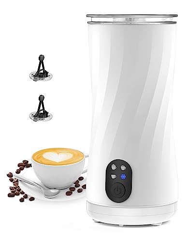 Milk Frother Electric, Symdral 4-in-1 Milk Frother and Steamer, Coffee Frother, Warm and Cold Milk Foamer, Milk Heater, with Auto Shut-Off, Silent Operation, for Latte, Cappuccino, Macchiato (White)