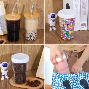 Moretoes 4pcs 16oz Glass Cups with Lids and Straws, Glass/Smoothie/Boba Cups, Reusable Glass Coffee Cups with Lids and Straw, Iced Coffee Cup