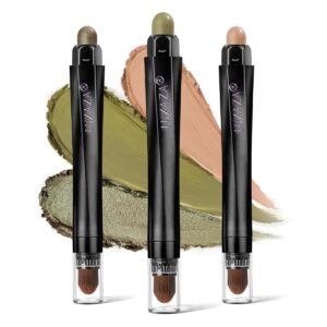 luxaza 3pcs eyeshadow stick, metallic and green eye shadow sticks pencil crayon，eye brightener stick makeup with crease-proof formula