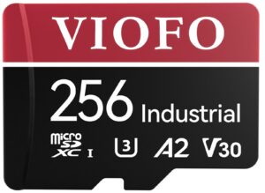 viofo 256gb industrial grade microsd card, u3 a2 v30 high speed memory card with adapter, support ultra hd 4k video recording