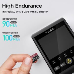 VIOFO 256GB Industrial Grade microSD Card, U3 A2 V30 High Speed Memory Card with Adapter, Support Ultra HD 4K Video Recording