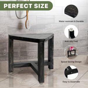 Shower Foot Rest 12 in - Shower Seat for Inside Shower - Shower Bench, Shower Stool for Shaving Legs, Corner Stool Suitable for Small Shower Spaces - Rustic Black