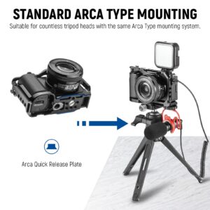 NEEWER ZV-E10 Camera Cage Compatible with Sony ZV-E10, Aluminum Video Shooting Cage Rig with Arca Type QR Plate, 1/4" Threads, Cold Shoe Mounts Compatible with SmallRig Top Handles Video Rigs, CA003