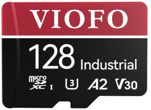 viofo 128gb industrial grade microsd card, u3 a2 v30 high speed memory card with adapter, support ultra hd 4k video recording