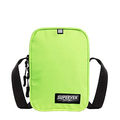 SUPERVEK Neon Lime Green Mini Sling Bag PRO - Waterproof Zip, Fabric & Adjustable Fly Strap | Urban Travel Crossbody Chest For Men Women