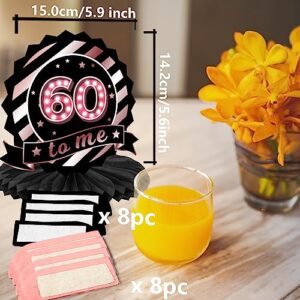 Happy 60th Birthday Rose Gold and Black Table Honeycomb Centerpieces Balloons Theme Decor Table Decorations Table Toppers for Girls Women Princess 60 Years Old Birthday Party Bday Supplies Background