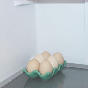 Bealuffe Ceramic Egg Holder Egg Tray Porcelain Fresh Egg Holder for Fridge Countertop Kitchen Storage Half Dozen 6 Cups