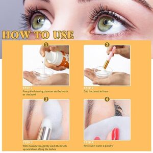 𝗪𝗜𝗡𝗡𝗘𝗥 𝟮𝟬𝟮𝟯* 100ml Lash Shampoo Eyelash Extension Cleanser Kit - Oil-Free Foam, Complete Lash Care Set with Bowl, Brushes, Comb - Cluster Lash Wash & Dustcare Included