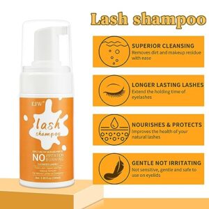 𝗪𝗜𝗡𝗡𝗘𝗥 𝟮𝟬𝟮𝟯* 100ml Lash Shampoo Eyelash Extension Cleanser Kit - Oil-Free Foam, Complete Lash Care Set with Bowl, Brushes, Comb - Cluster Lash Wash & Dustcare Included