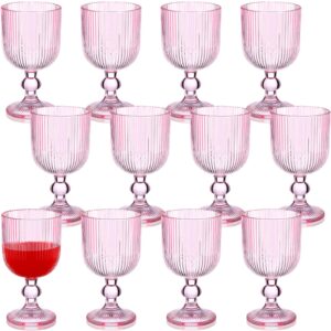 roshtia 12 packs pink glass goblet 9 oz wine glasses colored modern drinking glassware vintage style drinking glass for wine soda juice water liquor for dinner parties wedding bars restaurants
