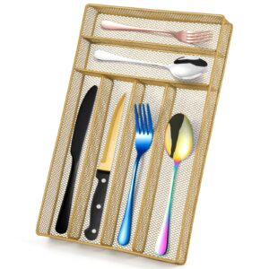 kitware silverware drawer organizer, gold kitchen utensil mesh metal, living room bedroom beauty item dividers