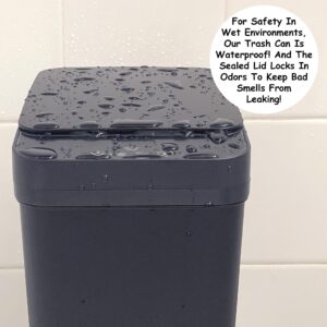 Homie Automatic, Smart Trash Can 2.9 Gallon with Touchless Motion Sensor and Anti - Bag Slip Lid, Use as Mini Garbage Basket, Slim Dust Bin, or Decor in Bathroom, Restroom, Kitchen (Matte Black)