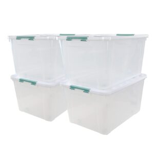 joyeen 85 quarts large lidded storage bins with wheels, plastic clear latching box totes
