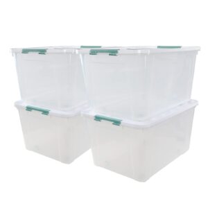 Joyeen 85 Quarts Large Lidded Storage Bins with Wheels, Plastic Clear Latching Box Totes