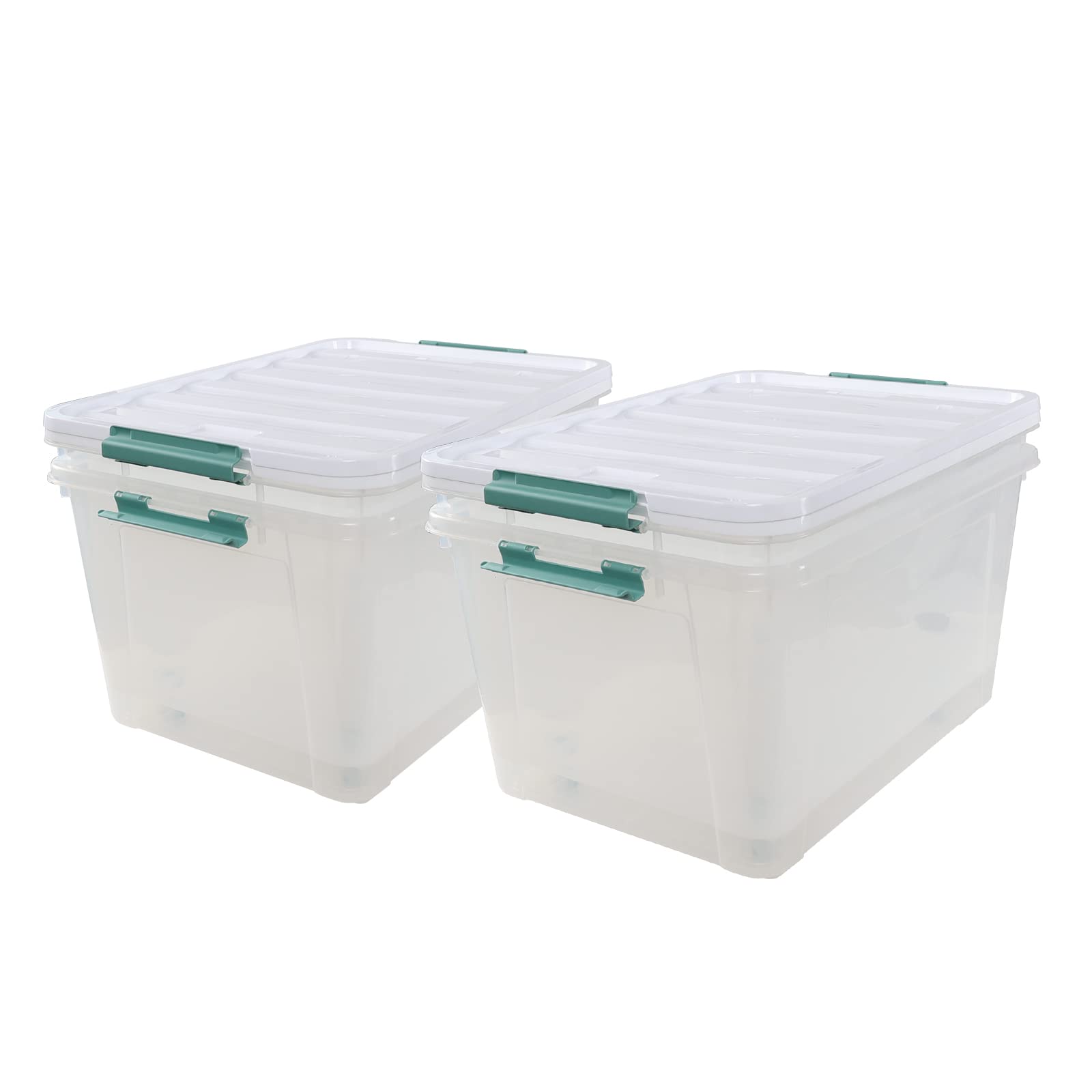 Joyeen 85 Quarts Large Lidded Storage Bins with Wheels, Plastic Clear Latching Box Totes