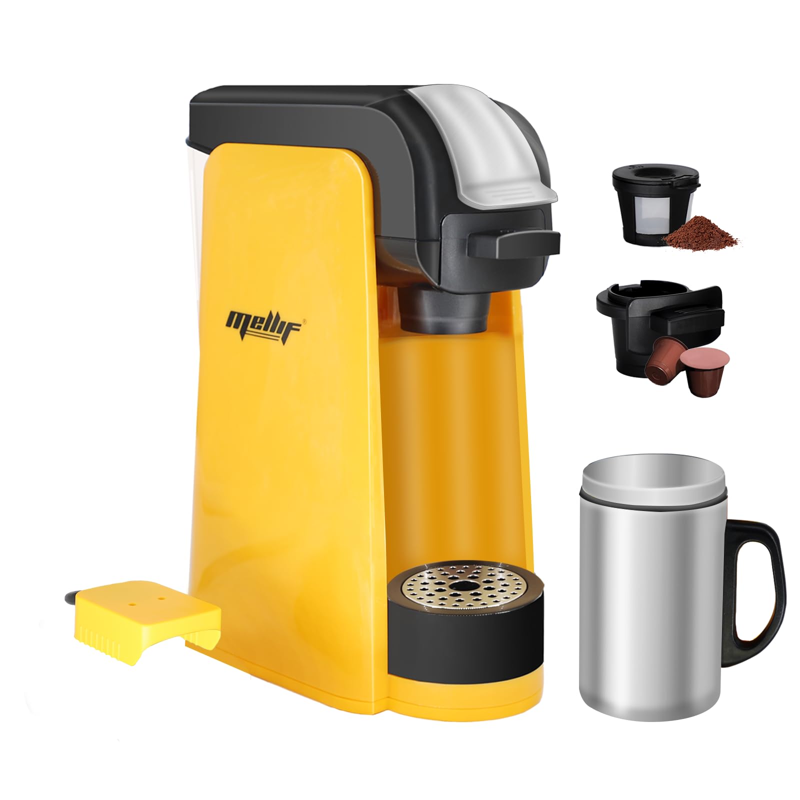 Single Serve Coffee Maker Compatible w/ dewalt 20V Max Battery, One-Button Operation & Auto Shut-off Coffee Machine for K-Cup & Ground, w/ 14.5OZ Reservoir for Home/Outdoor/RV (Battery NOT Included)