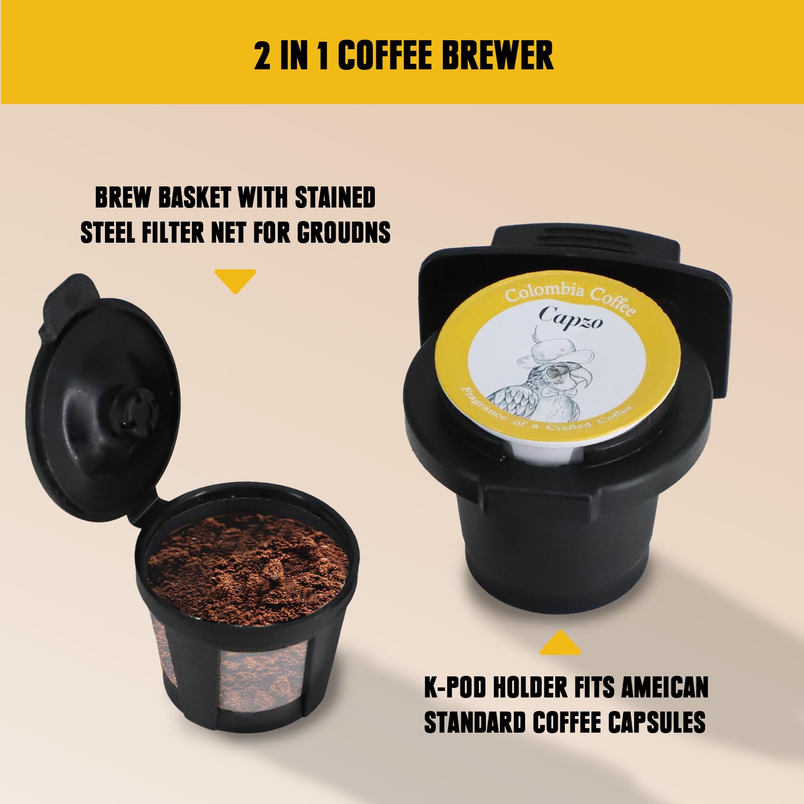 Single Serve Coffee Maker Compatible w/ dewalt 20V Max Battery, One-Button Operation & Auto Shut-off Coffee Machine for K-Cup & Ground, w/ 14.5OZ Reservoir for Home/Outdoor/RV (Battery NOT Included)