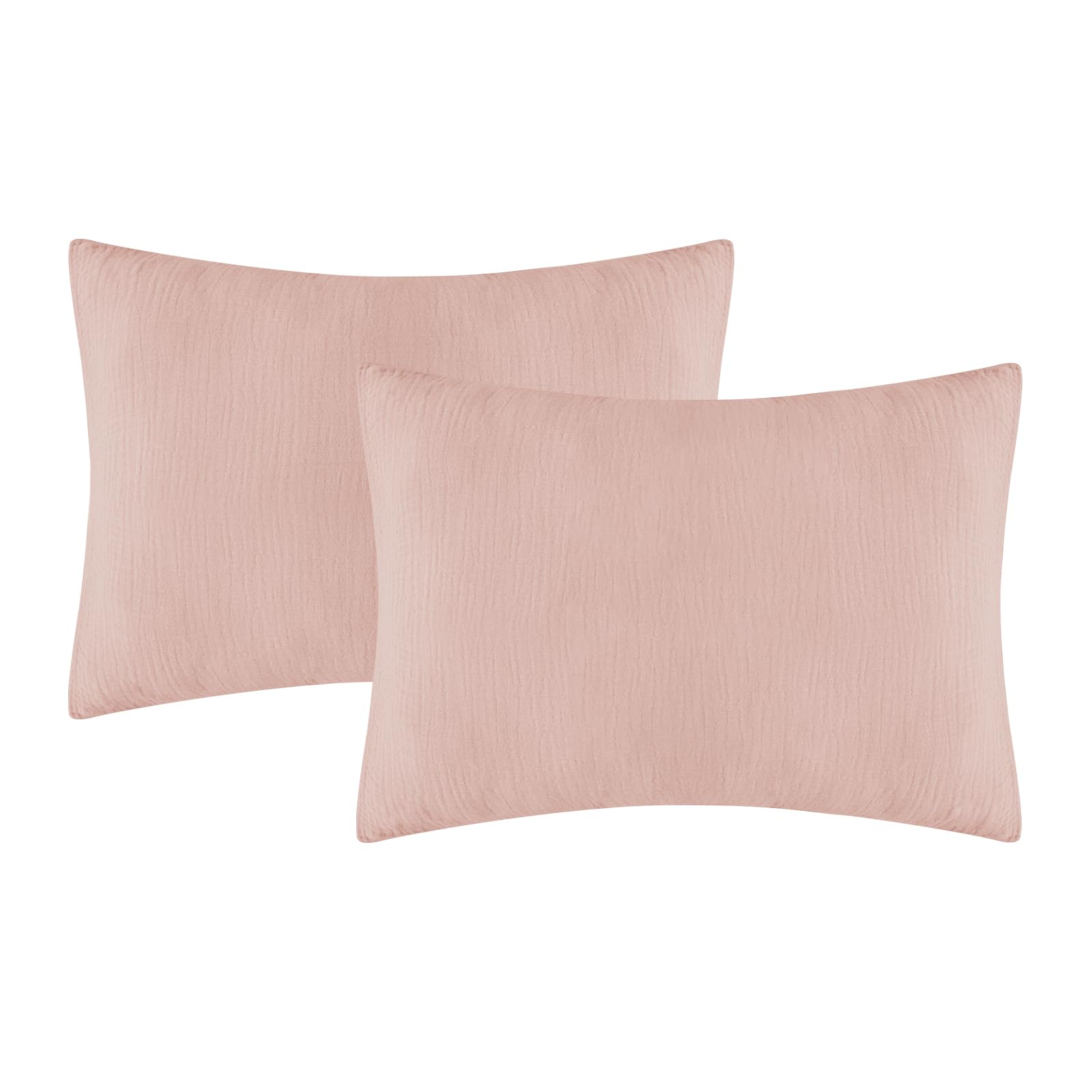 Dormlony Organic Cotton Muslin Mini Pillowcases with Envelope Design,2 Pack Ultra Breathable Kids Toddler Pillowcases for Boys and Girls- 13 x 18 inches (Coral)