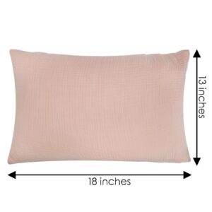 Dormlony Organic Cotton Muslin Mini Pillowcases with Envelope Design,2 Pack Ultra Breathable Kids Toddler Pillowcases for Boys and Girls- 13 x 18 inches (Coral)