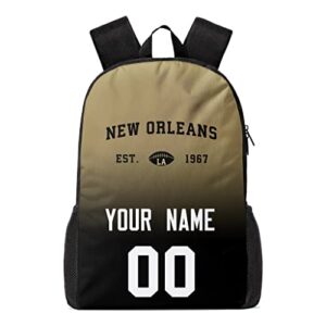 new orleans custom backpack high capacity,laptop bag travel bag,add personalized name and number£¬gifts for football fans